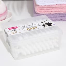 Ватные палочки для детской гигиены Premial, с ограничителем, 50 шт.