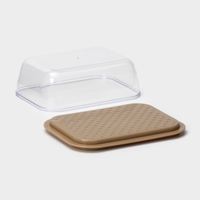 Маслёнка двухсторонняя STOCKHOLM, пластик, 14.5×11×5.5 см, шоколадная, мокко