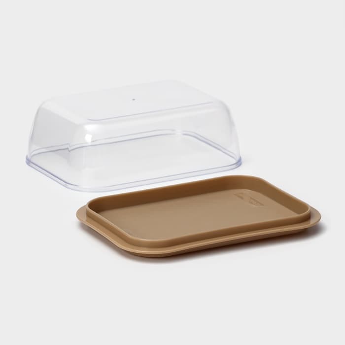 Маслёнка двухсторонняя STOCKHOLM, пластик, 14.5×11×5.5 см, шоколадная, мокко