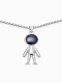 Кулон «Космонавт», человечек, чёрный в серебре, 70 см