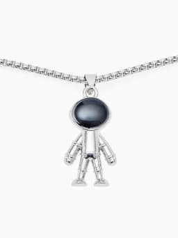 Кулон «Космонавт», человечек, чёрный в серебре, 70 см