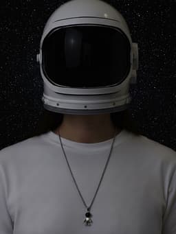 Кулон «Космонавт», человечек, чёрный в серебре, 70 см