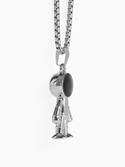 Кулон «Космонавт», человечек, чёрный в серебре, 70 см