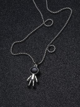 Кулон «Космонавт», человечек, чёрный в серебре, 70 см