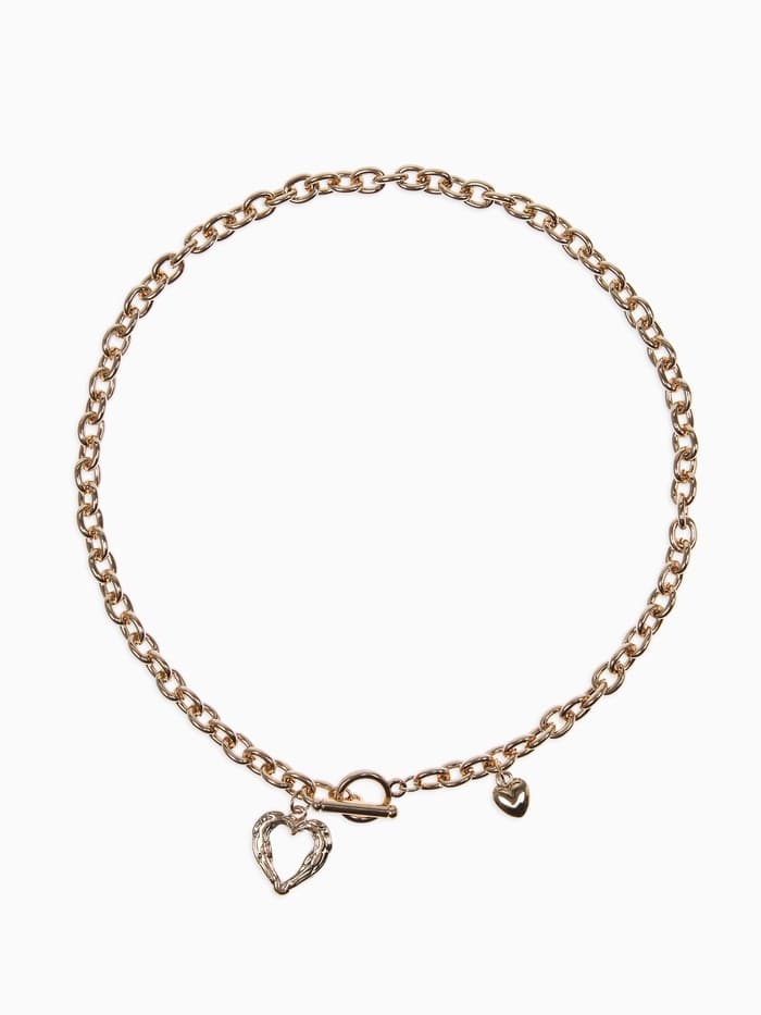 Кулон «Цепь», сердце из коры, цвет золото, 46 см