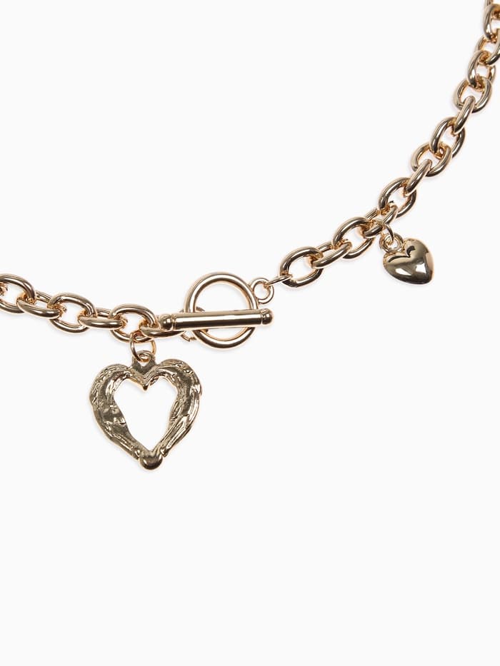 Кулон «Цепь», сердце из коры, цвет золото, 46 см