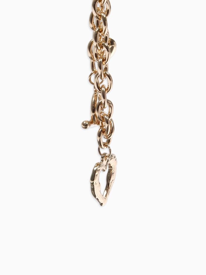 Кулон «Цепь», сердце из коры, цвет золото, 46 см