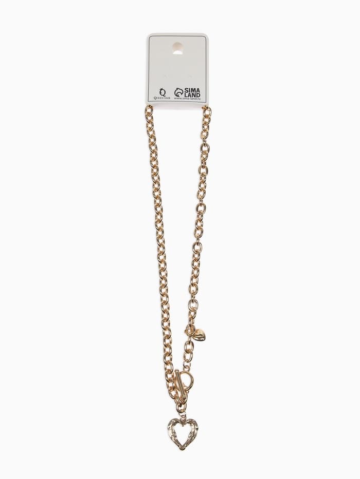 Кулон «Цепь», сердце из коры, цвет золото, 46 см