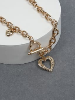 Кулон «Цепь», сердце из коры, цвет золото, 46 см