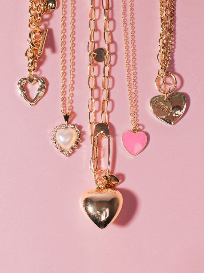 Кулон «Цепь», сердце из коры, цвет золото, 46 см