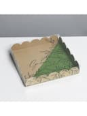 Коробка для печенья, кондитерская упаковка с PVC крышкой, «Крафт», 18×18×3 см