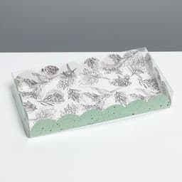 Коробка для печенья, кондитерская упаковка с PVC крышкой, «Грозди», 10.5 х 21 х 3 см