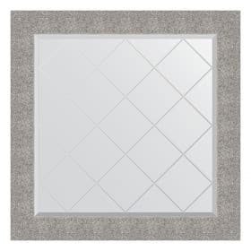 Зеркало с гравировкой в багетной раме, чеканка серебряная 90 мм, 86×86 см