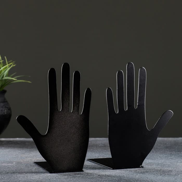 Держатель - подставка для книг «Ладони», набор 2 шт., 15×10×10 см, чёрный