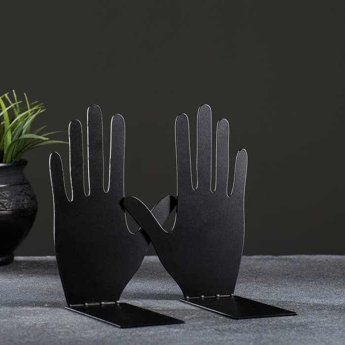 Держатель - подставка для книг «Ладони», набор 2 шт., 15×10×10 см, чёрный