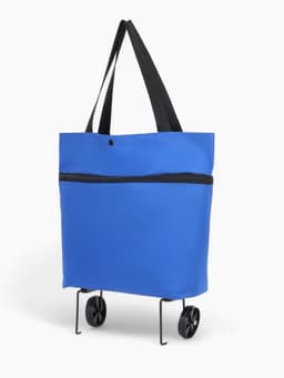 Сумка хозяйственная складная на кнопке, 2 колеса, 40×12×30 см, синяя