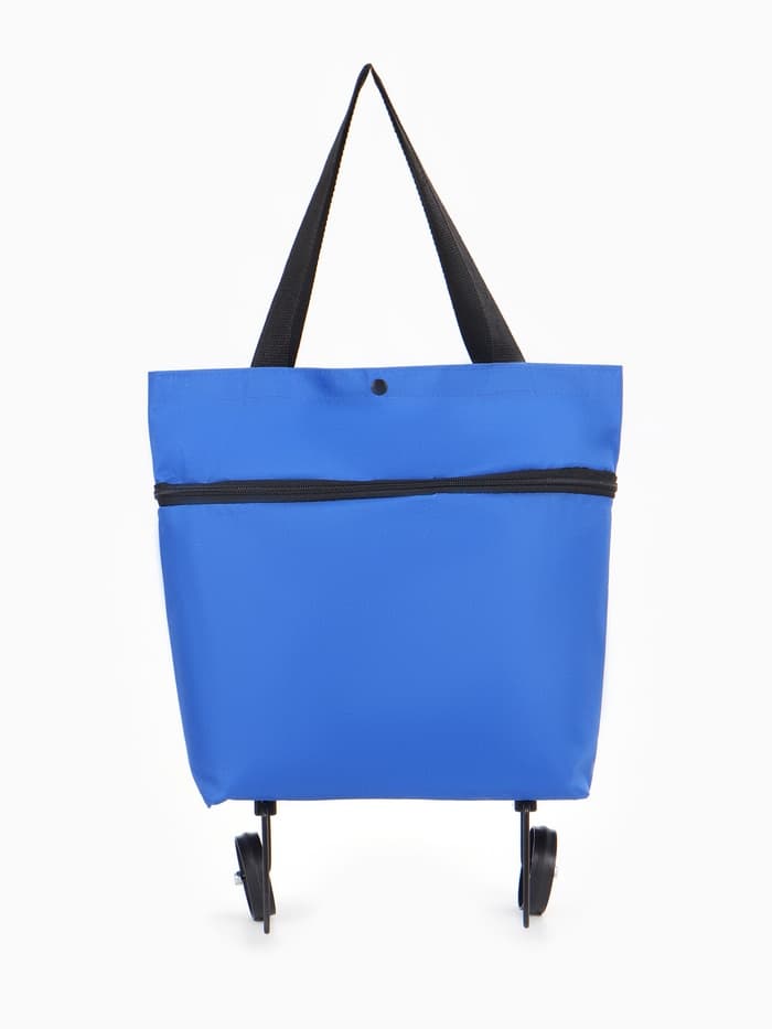 Сумка хозяйственная складная на кнопке, 2 колеса, 40×12×30 см, синяя