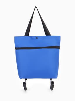Сумка хозяйственная складная на кнопке, 2 колеса, 40×12×30 см, синяя