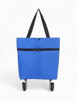 Сумка хозяйственная складная на кнопке, 2 колеса, 40×12×30 см, синяя