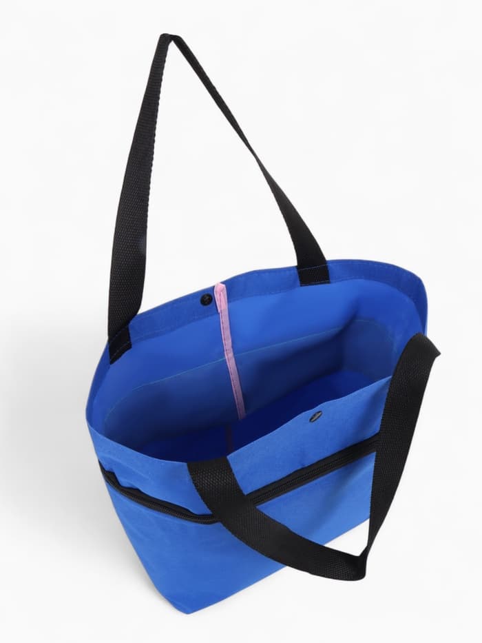 Сумка хозяйственная складная на кнопке, 2 колеса, 40×12×30 см, синяя