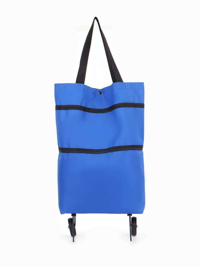 Сумка хозяйственная складная на кнопке, 2 колеса, 40×12×30 см, синяя