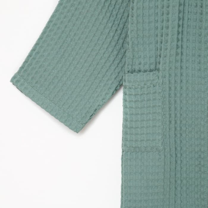 Халат вафельный женский удлинённый Этель «Boho» размер 50-52, цвет мятный, 100% хлопок, 290 г/м²