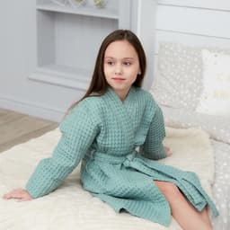 Халат вафельный детский «Крошка Я» Boho, размер 30 (98-104 см), зелёный