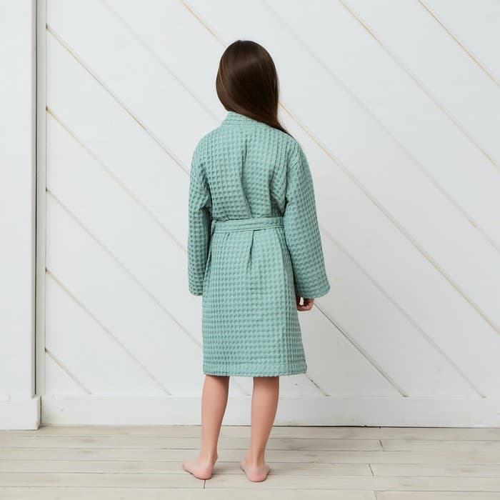 Халат вафельный детский «Крошка Я» Boho, размер 30 (98-104 см), зелёный