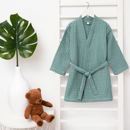 Халат вафельный детский «Крошка Я» Boho, размер 34 (122-128 см), 100% хлопок 290 г/м², зелёный