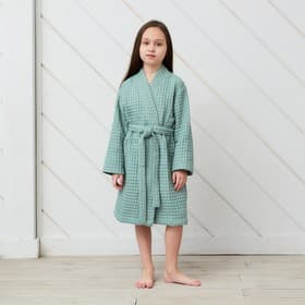 Халат вафельный детский «Крошка Я» Boho, размер 34 (122-128 см), 100% хлопок 290 г/м², зелёный