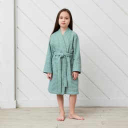 Халат вафельный детский «Крошка Я» Boho, размер 34 (122-128 см), 100% хлопок 290 г/м², зелёный