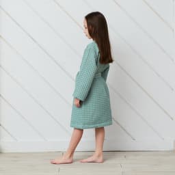 Халат вафельный детский «Крошка Я» Boho, размер 34 (122-128 см), 100% хлопок 290 г/м², зелёный