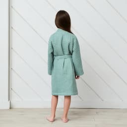 Халат вафельный детский «Крошка Я» Boho, размер 34 (122-128 см), 100% хлопок 290 г/м², зелёный