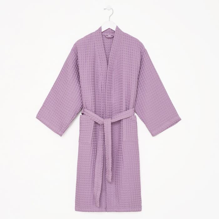 Халат вафельный женский удлинённый «Этель» Boho, размер 46-48, хлопок, 290 г/м², сиреневый