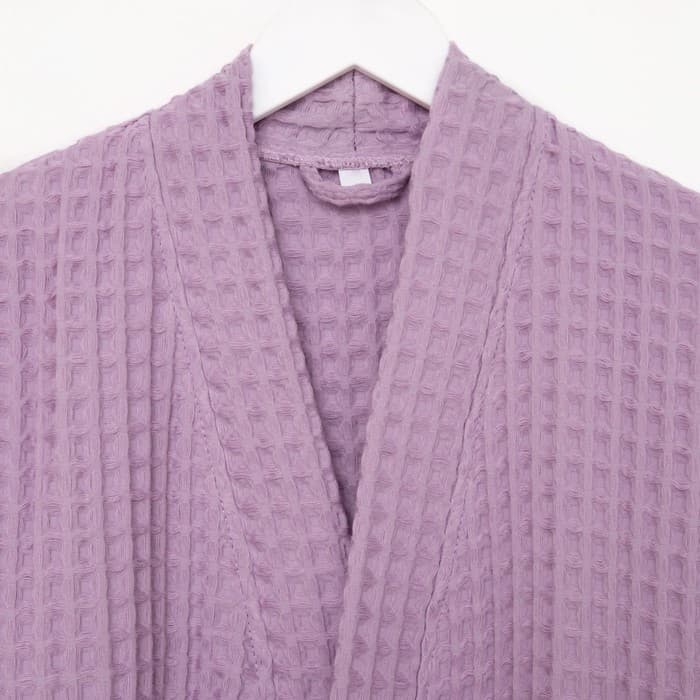 Халат вафельный женский удлинённый «Этель» Boho, размер 46-48, хлопок, 290 г/м², сиреневый