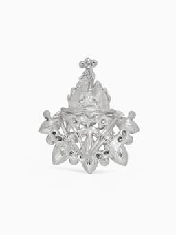 Кольцо для платка «Павлин», бело-синее в серебре