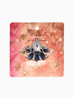 Кольцо для платка «Павлин», бело-синее в серебре