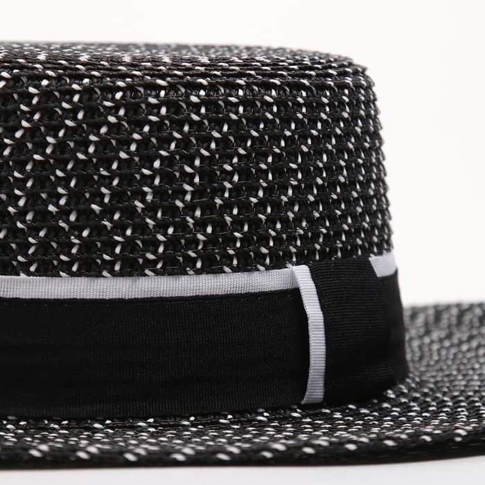 Шляпа с чёрной лентой женская MINAKU, тёмно-серая, размер 56-58