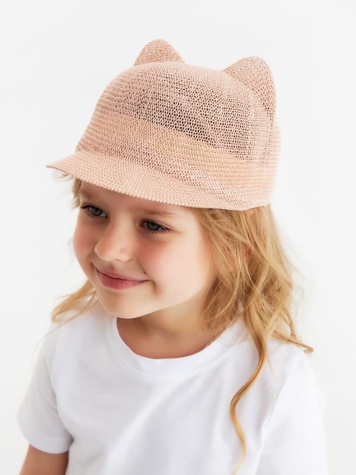 Кепка плетёная для девочки MINAKU, розовая, размер 50-52