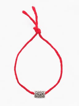 Браслет-амулет на нити «Красная нить. Руна деньги», L=30 см, красный с чернёным серебром