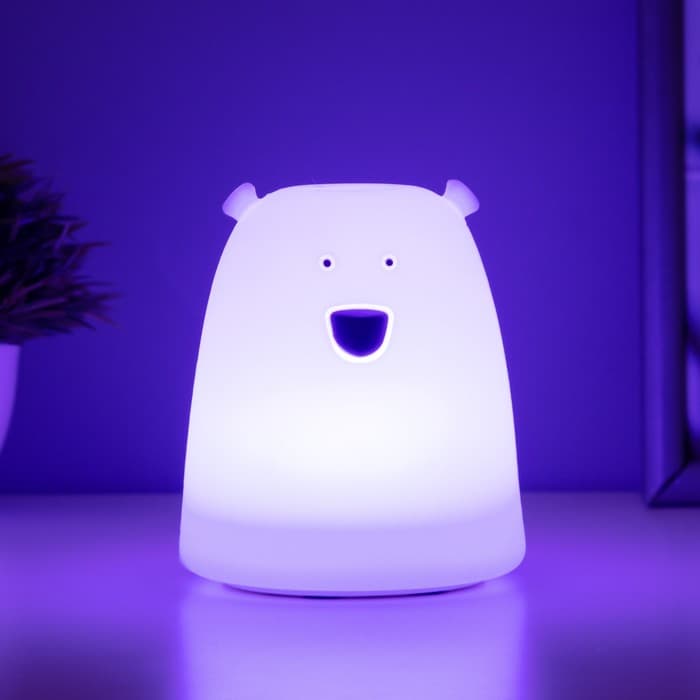 Фигурка светящаяся RISALUX «Антистресс мякиш мишка», LED-ночник, RGB, от батареек 3×ААА, 9×9×10.5 см