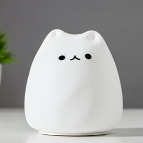 Фигурка светящаяся RISALUX «Антистресс мякиш котёнок», LED-ночник, RGB, от батареек 3ААА, 9.5×9.5×10.5 см