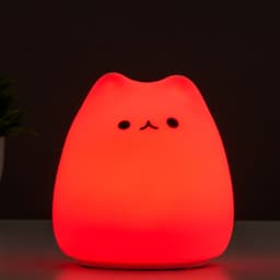 Фигурка светящаяся RISALUX «Антистресс мякиш котёнок», LED-ночник, RGB, от батареек 3ААА, 9.5×9.5×10.5 см