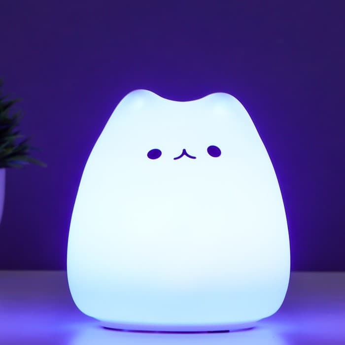 Фигурка светящаяся RISALUX «Антистресс мякиш котёнок», LED-ночник, RGB, от батареек 3ААА, 9.5×9.5×10.5 см
