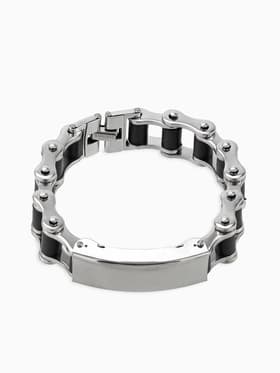 Браслет мужской «Стальной. Рельсы», L=20.5 см, цвет серебро, чёрный