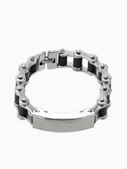 Браслет мужской «Стальной. Рельсы», L=20.5 см, цвет серебро, чёрный
