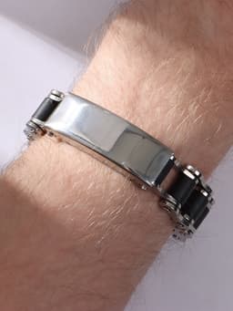 Браслет мужской «Стальной. Рельсы», L=20.5 см, цвет серебро, чёрный