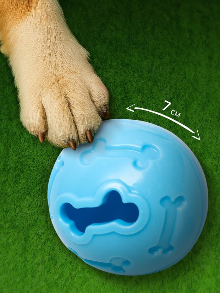 Мяч под лакомства, утолщённый TPR, 7 см, голубой