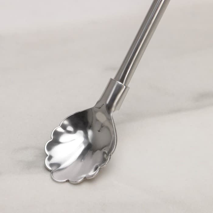 Ложка-трубочка для коктейля из нержавеющей стали «Ракушка», длина 21 см, цвет серебряный