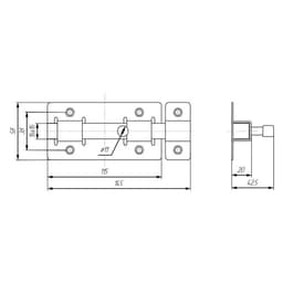 Засов «Киров» Секрет ЗД-06, квадратный, цвет античное серебро